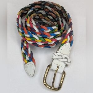 Vintage 1980's Capezio Leather Braided Belt With Brass Buckle